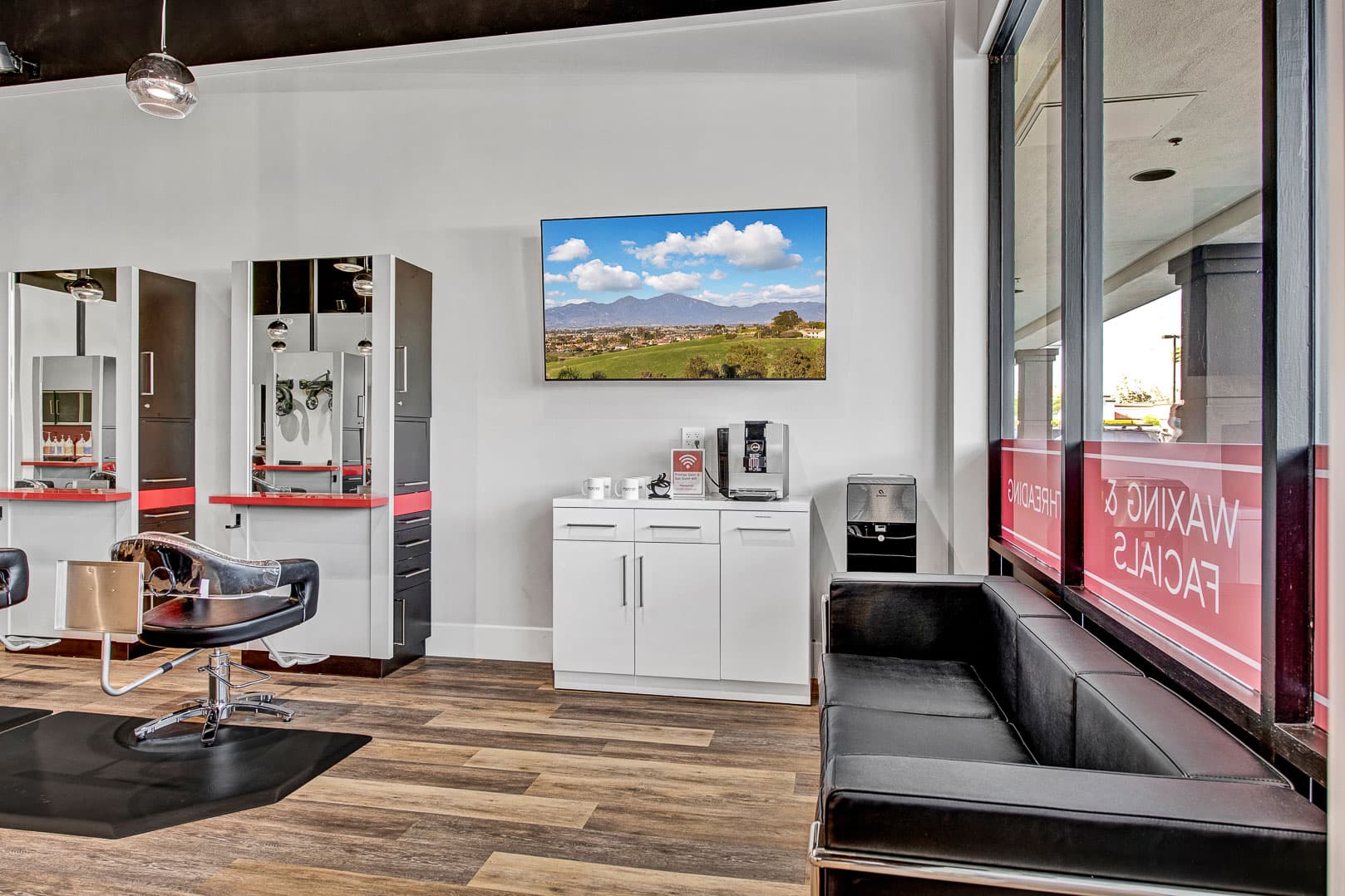 Waiting lounge and complimentary coffee station