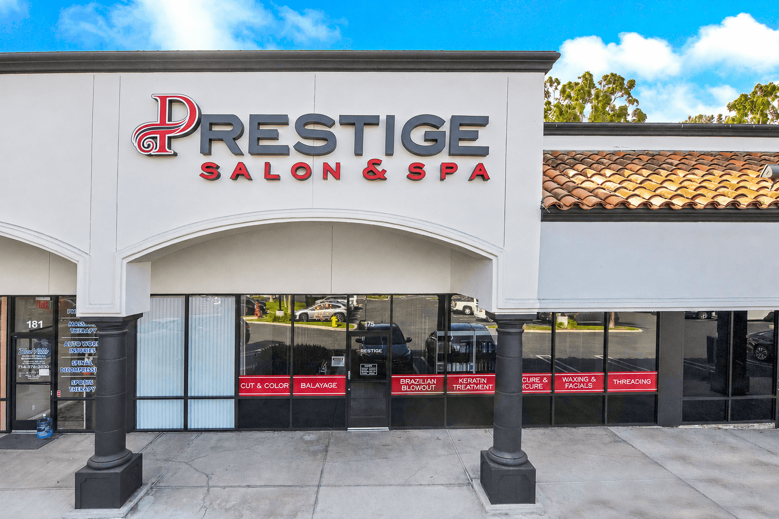 Prestige Salon & Spa front entrance, Anaheim Hills
